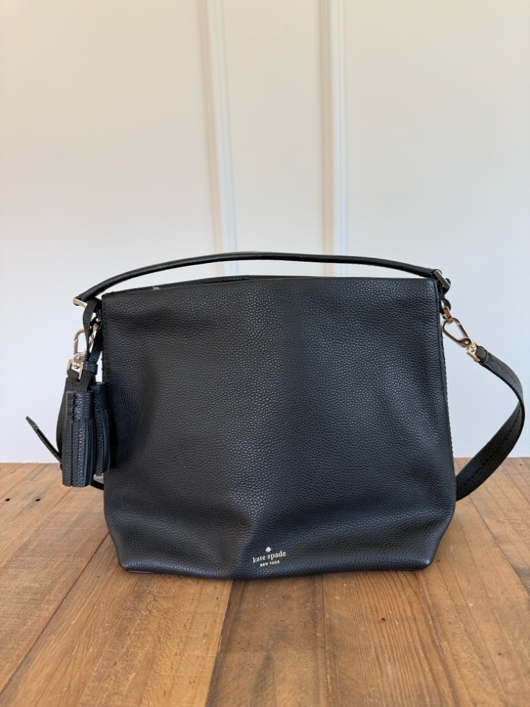 Kate Spade Black Pebbled Leather Hobo Shoulder Bag